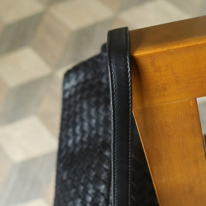 Bottega Veneta Vintage Black Intrecciato Leather Rhombus Shoulder Bag