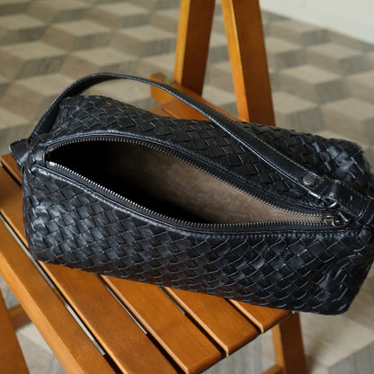 Bottega Veneta Vintage Black Intrecciato Leather Rhombus Shoulder Bag