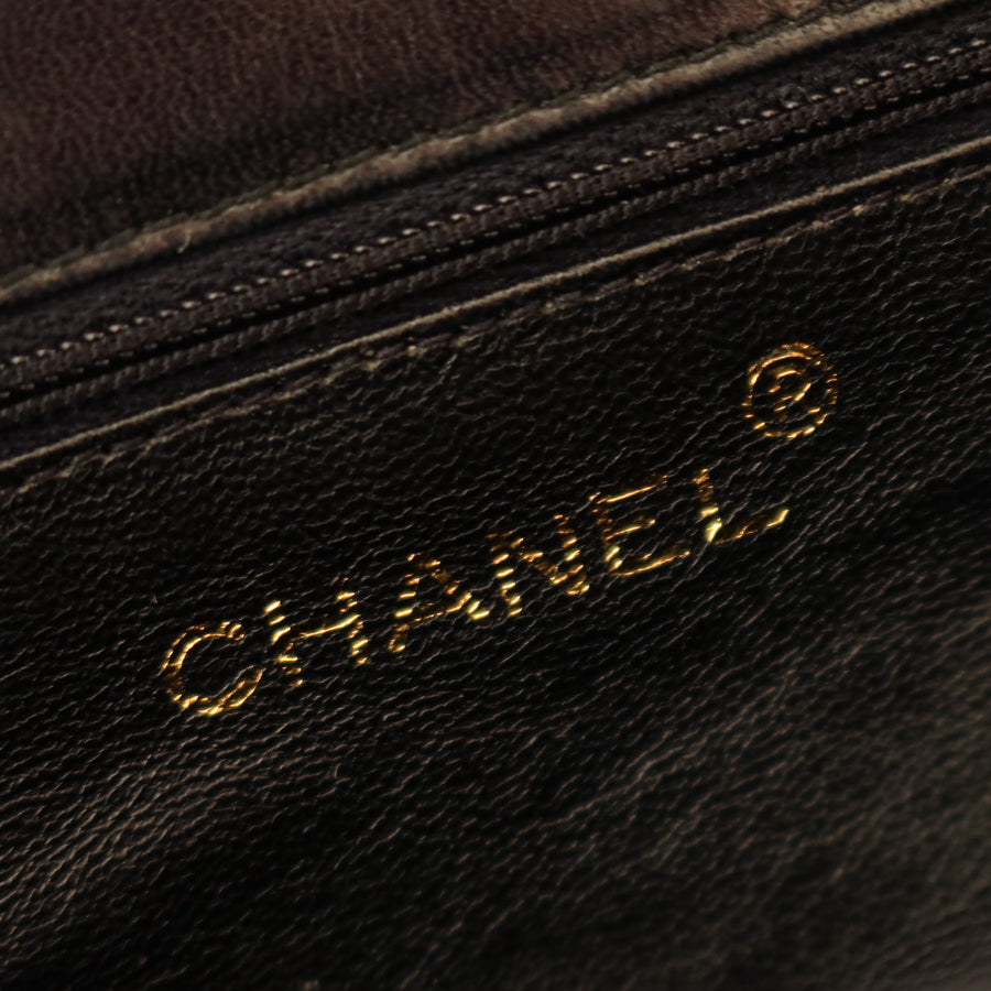 Chanel Vintage Black Lambskin Medium Asymmetrical Double Flap Bag