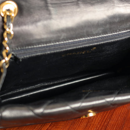 Chanel Vintage Black Lambskin Medium Asymmetrical Double Flap Bag