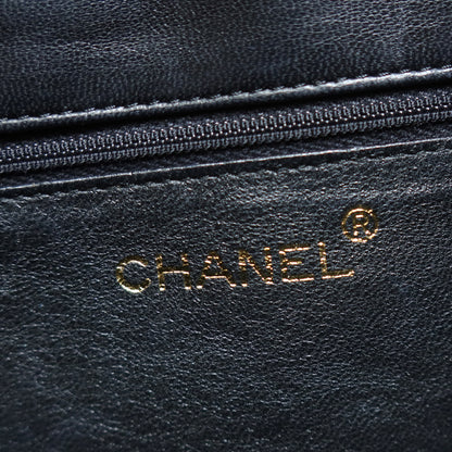 Chanel Vintage Black Lambskin Matelasse CC mark Diamond Quilted Flap Bag