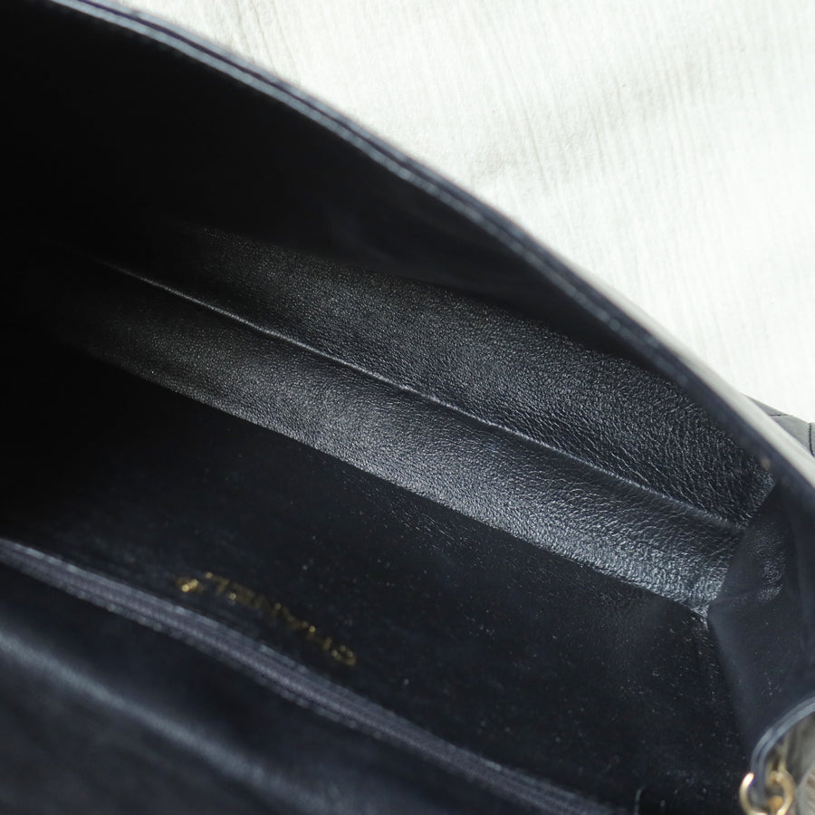 Chanel Vintage Black Lambskin Matelasse CC mark Diamond Quilted Flap Bag