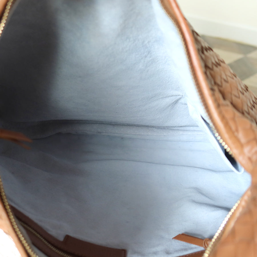 Bottega Veneta Vintage Caramel Brown Intrecciato Weave Large Veneta Hobo Bag L