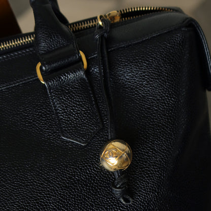 Vintage Chanel Black Caviar CC Turn lock Double sided XL Shoulder Bag
