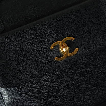 Vintage Chanel Black Caviar CC Turn lock Double sided XL Shoulder Bag