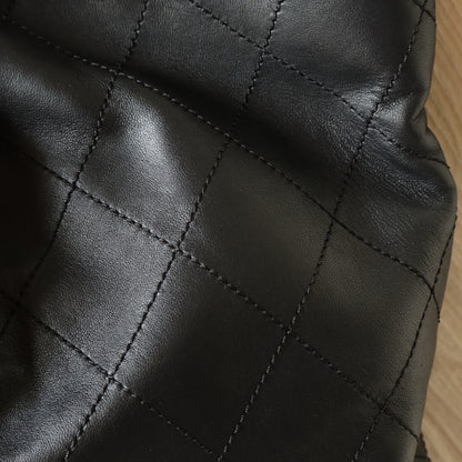 Chanel Vintage Black Lambskin Stitched Wood Resin Top Handle Weekend Bag N