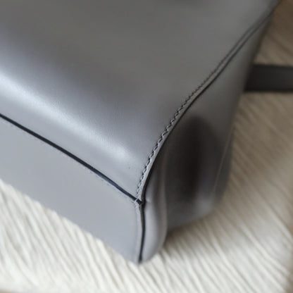 Gucci Vintage Nymphaea Gray Leather Bamboo Handle Pearl 2way Shoulder Bag