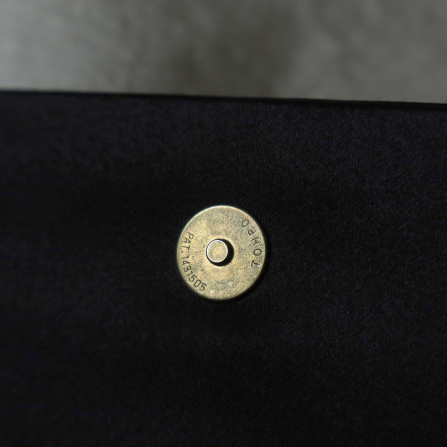 Rare Bottega Veneta Vintage Black Satin Intrecciato Bow Clutch 2 way Shoulder Bag