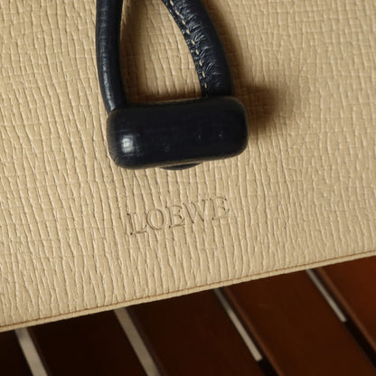 Loewe Vintage Ivory Dark Navy Grained Leather Knot Turn lock Crossbody Bag