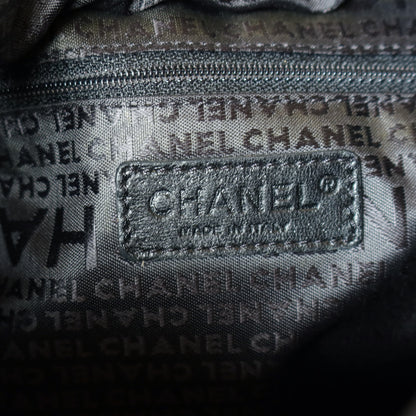Chanel Vintage Black Leather Chocolate Bar Stitching CC Tassel Hobo Tote Bag L