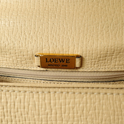 Loewe Vintage Ivory Dark Navy Grained Leather Knot Turn lock Crossbody Bag