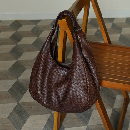Bottega Veneta Vintage Dark Brown Intrecciato Campana Hobo Shoulder Bag M