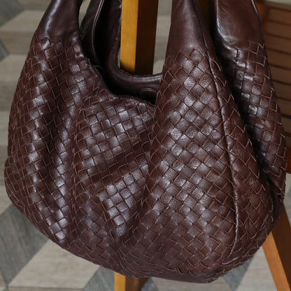 Bottega Veneta Vintage Dark Brown Intrecciato Campana Hobo Shoulder Bag M