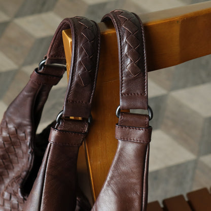 Bottega Veneta Vintage Dark Brown Intrecciato Campana Hobo Shoulder Bag M