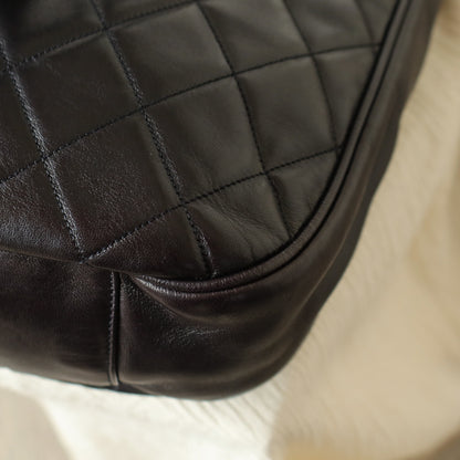 Chanel Vintage Deep Brown Diamond quilted CC turn lock Shoulder Shopper Tote Bag