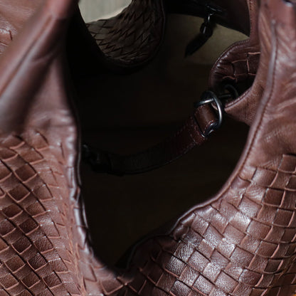 Bottega Veneta Vintage Dark Brown Intrecciato Campana Hobo Shoulder Bag M