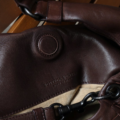 Bottega Veneta Vintage Dark Brown Intrecciato Campana Hobo Shoulder Bag M