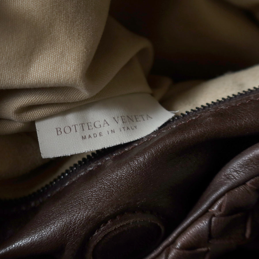 Bottega Veneta Vintage Dark Brown Intrecciato Campana Hobo Shoulder Bag M