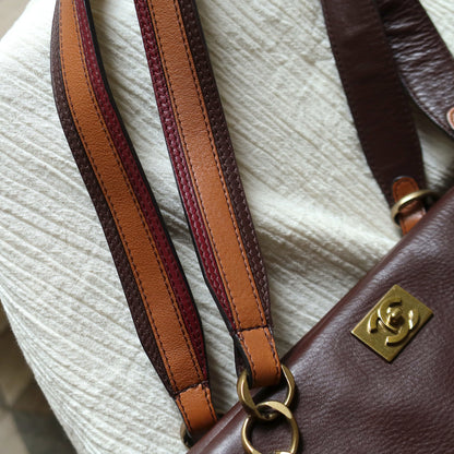 Rare Chanel Vintage Dark Brown CC mark Double Strap Shoulder Tote Bag
