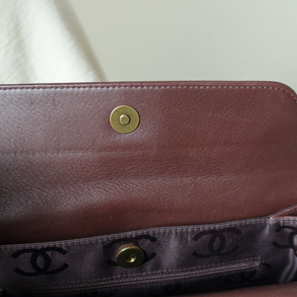 Rare Chanel Vintage Dark Brown CC mark Double Strap Shoulder Tote Bag