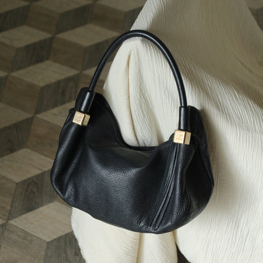 Chanel Vintage Black Calfskin CC Dice Fringe Charm 2way Hobo Bag S2