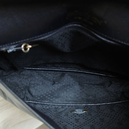 Yves Saint Laurent YSL Vintage Black Leather Wave Stitching Shoulder Flap Bag