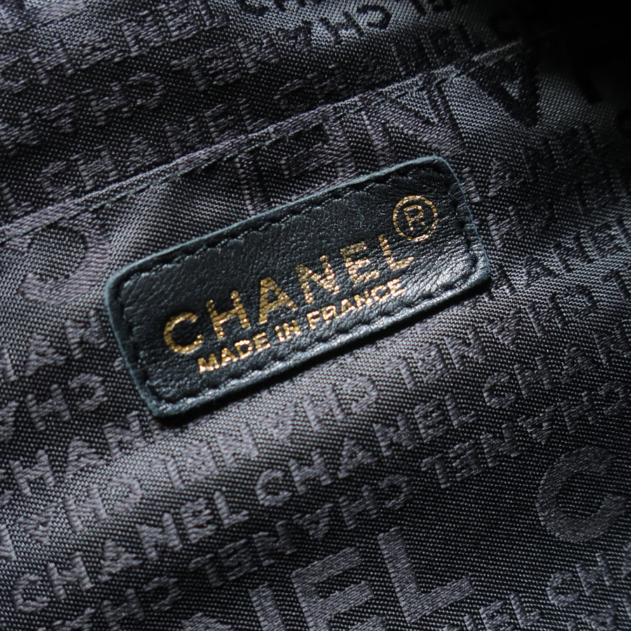 Chanel Vintage Black Calfskin CC Dice Fringe Charm 2way Hobo Bag S2