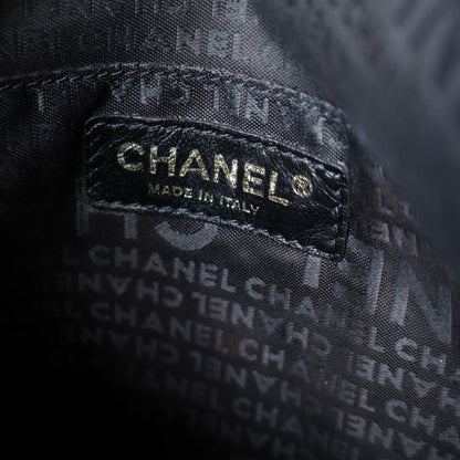 Rare Chanel Vintage Black Coco Cue Ball charm Fold over Flap Shoulder Bag