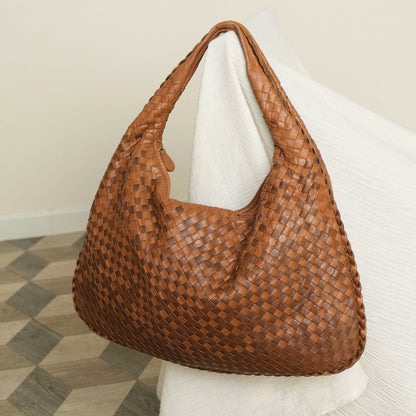 Rare Bottega Veneta Brown Dual tone Intrecciato Weave Veneta Large Hobo Bag