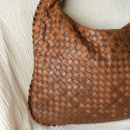 Rare Bottega Veneta Brown Dual tone Intrecciato Weave Veneta Large Hobo Bag