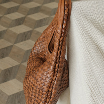 Rare Bottega Veneta Brown Dual tone Intrecciato Weave Veneta Large Hobo Bag