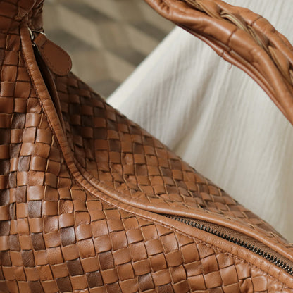 Rare Bottega Veneta Brown Dual tone Intrecciato Weave Veneta Large Hobo Bag