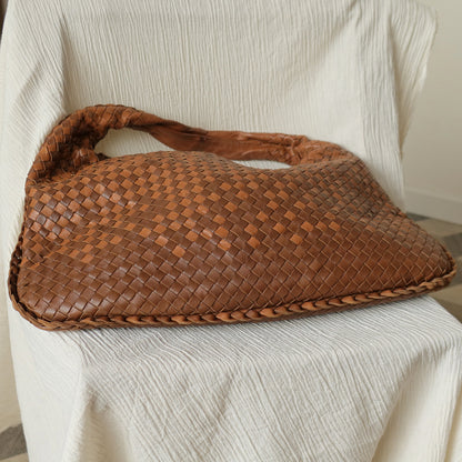 Rare Bottega Veneta Brown Dual tone Intrecciato Weave Veneta Large Hobo Bag