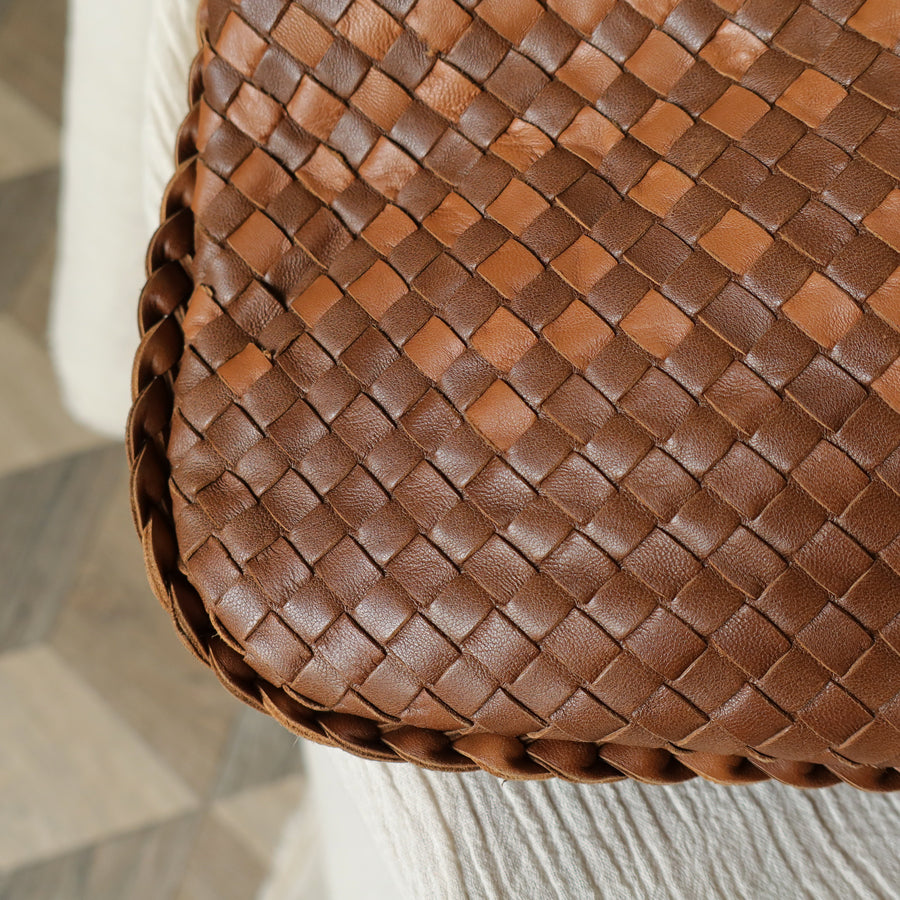 Rare Bottega Veneta Brown Dual tone Intrecciato Weave Veneta Large Hobo Bag