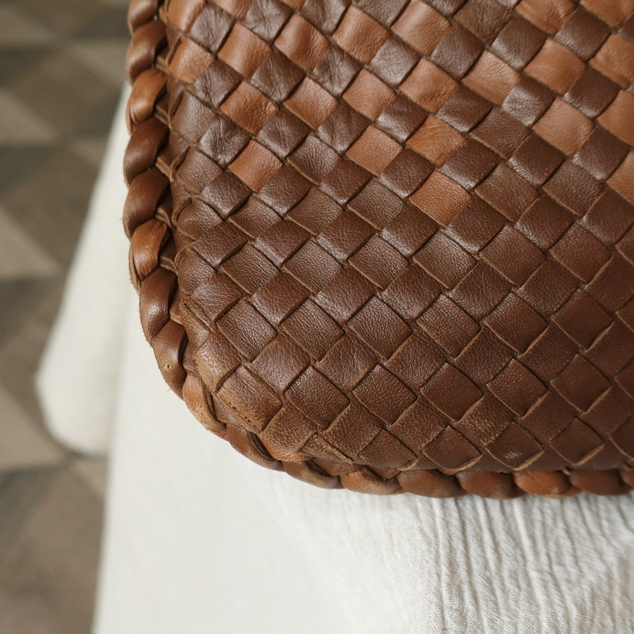 Rare Bottega Veneta Brown Dual tone Intrecciato Weave Veneta Large Hobo Bag