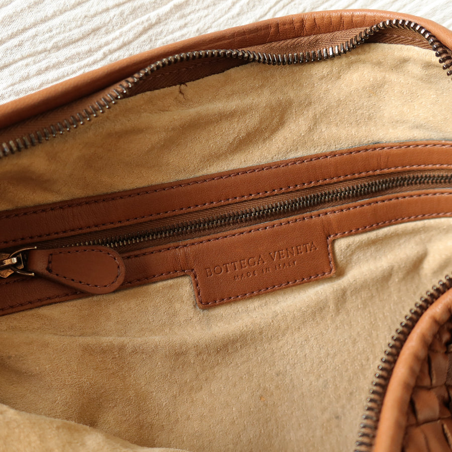 Rare Bottega Veneta Brown Dual tone Intrecciato Weave Veneta Large Hobo Bag