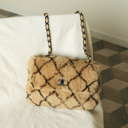 [ Private Sale ] Rare Vintage Chanel Brown Quilted Prints Black CC Turn lock Classic Flap Bag