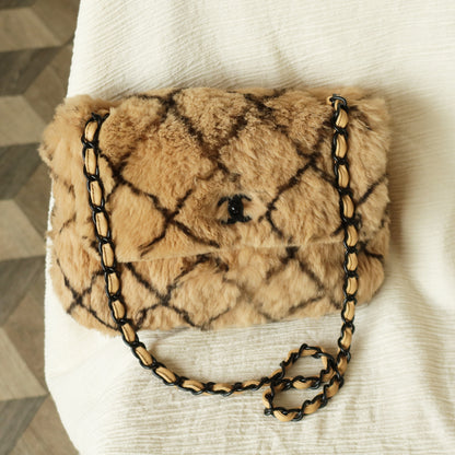 [ Private Sale ] Rare Vintage Chanel Brown Quilted Prints Black CC Turn lock Classic Flap Bag