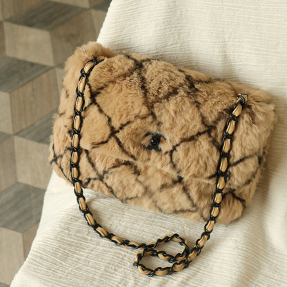 [ Private Sale ] Rare Vintage Chanel Brown Quilted Prints Black CC Turn lock Classic Flap Bag