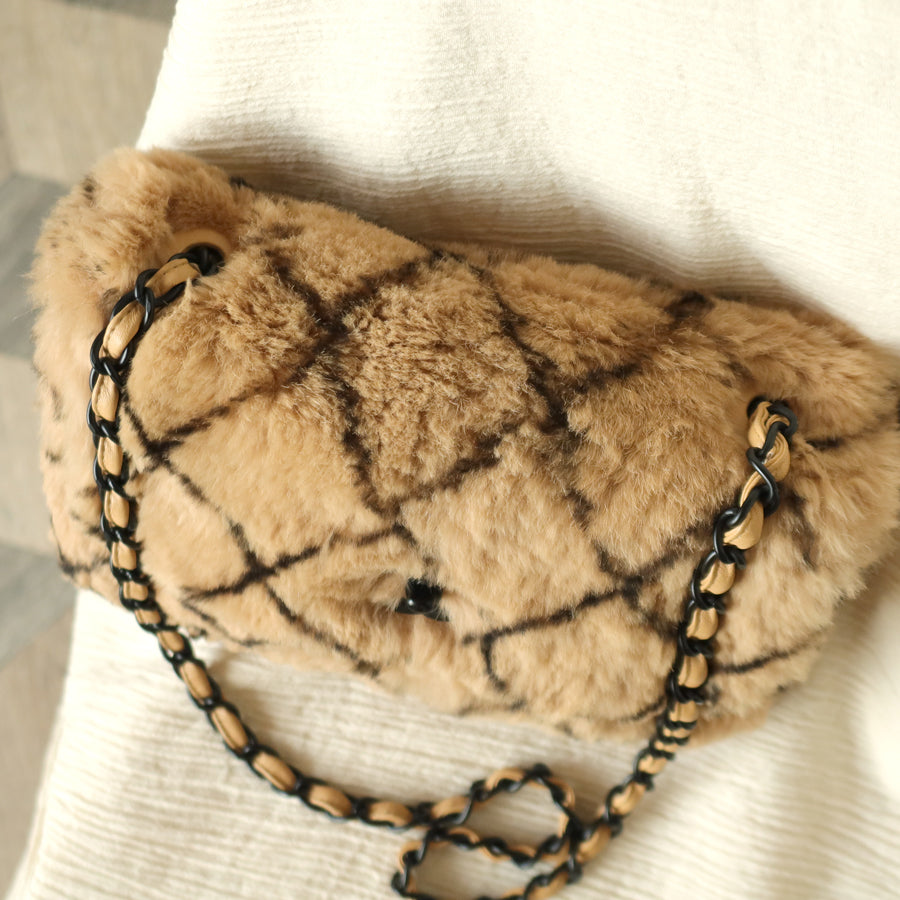 [ Private Sale ] Rare Vintage Chanel Brown Quilted Prints Black CC Turn lock Classic Flap Bag