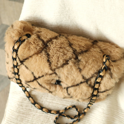 [ Private Sale ] Rare Vintage Chanel Brown Quilted Prints Black CC Turn lock Classic Flap Bag