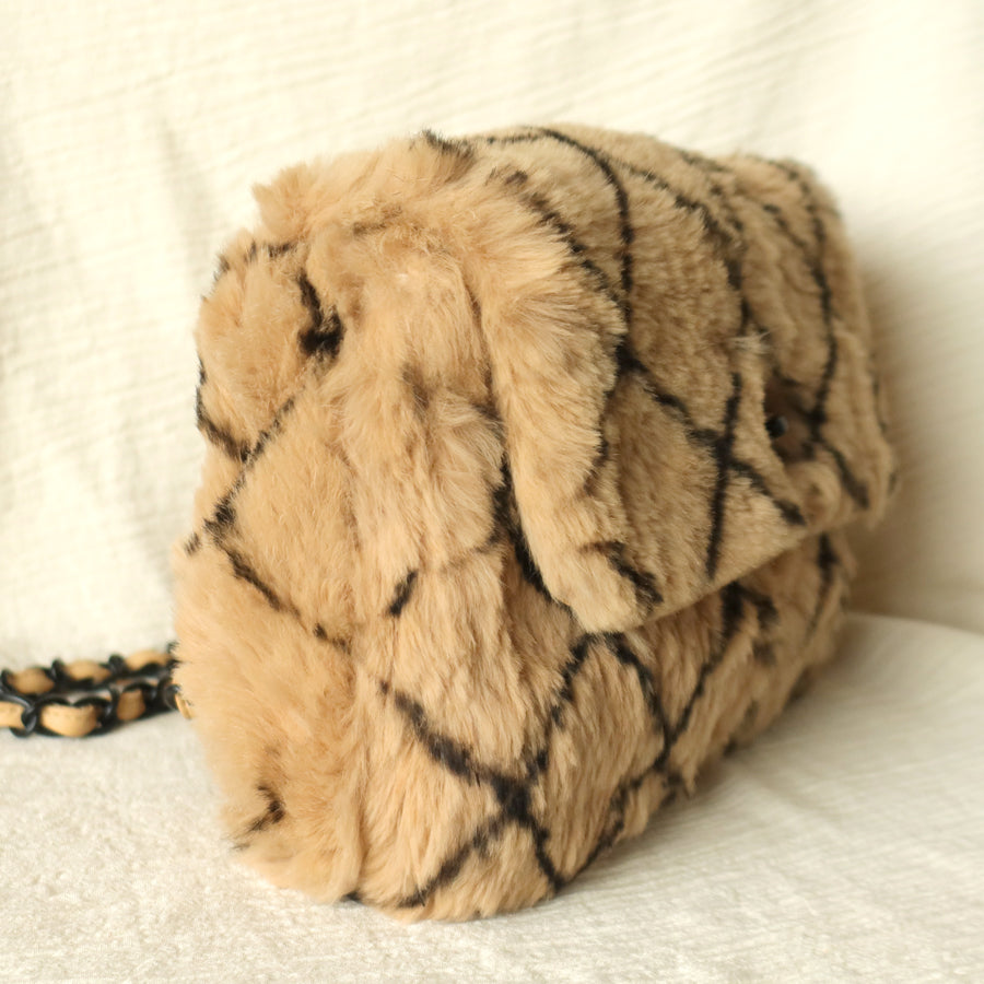 [ Private Sale ] Rare Vintage Chanel Brown Quilted Prints Black CC Turn lock Classic Flap Bag