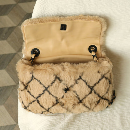 [ Private Sale ] Rare Vintage Chanel Brown Quilted Prints Black CC Turn lock Classic Flap Bag