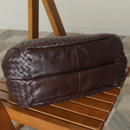 Bottega Veneta Vintage Dark Brown Intrecciato Campana Hobo Shoulder Bag