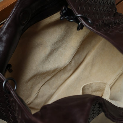 Bottega Veneta Vintage Dark Brown Intrecciato Campana Hobo Shoulder Bag