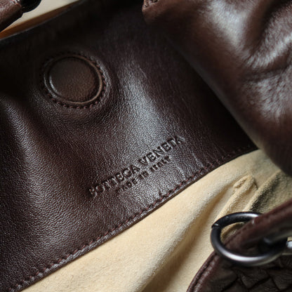 Bottega Veneta Vintage Dark Brown Intrecciato Campana Hobo Shoulder Bag
