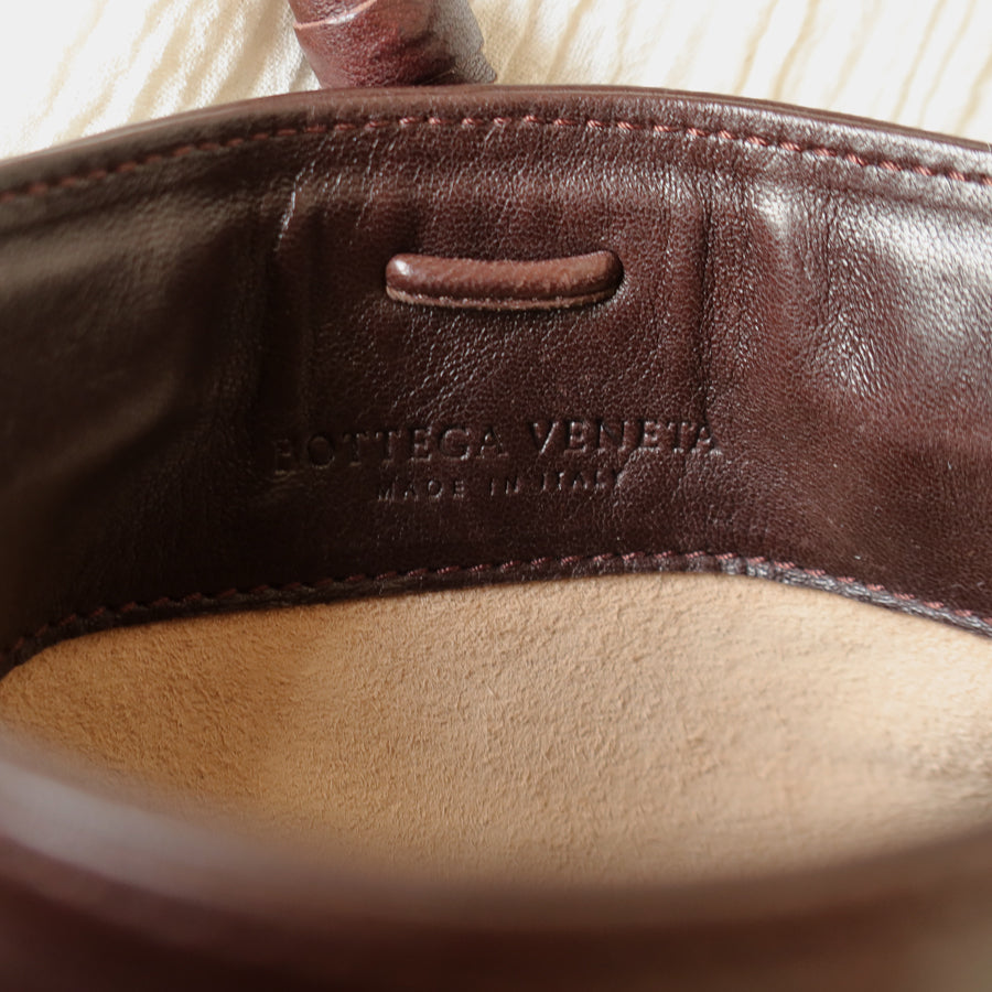 Bottega Veneta Vintage Dark Brown Intrecciato Weave Pochette Clutch Shoulder Bag