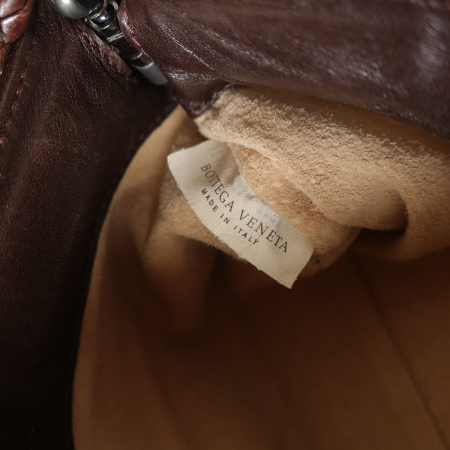 Bottega Veneta Vintage Dark Brown Intrecciato Weave Pochette Clutch Shoulder Bag
