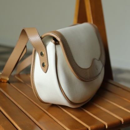 Christian Dior Vintage Ivory x Brown Leather CD Logo Monogram Flap Crossbody bag