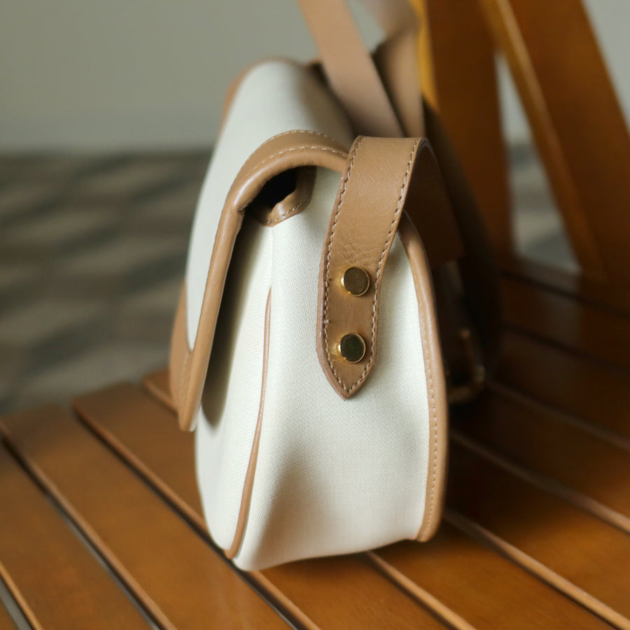 Christian Dior Vintage Ivory x Brown Leather CD Logo Monogram Flap Crossbody bag